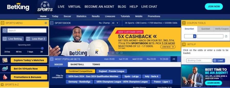 BetKing Nigeria Homepage