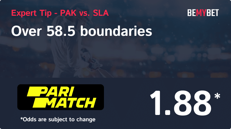 Banner showing the PAK vs. SRL betting tip.