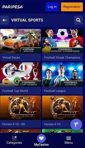 Virtual Sports Betting on PariPesa App