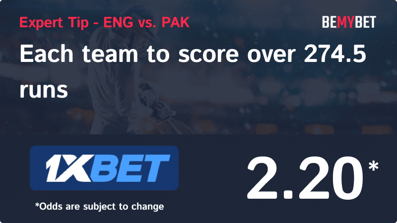 Banner showing the ENG vs. PAK betting tip.