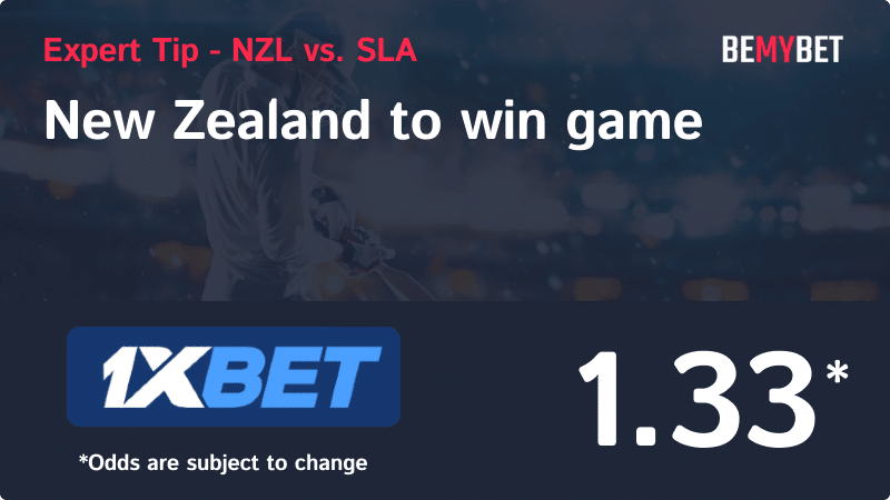 Banner showing the NZ vs. SL betting tip.