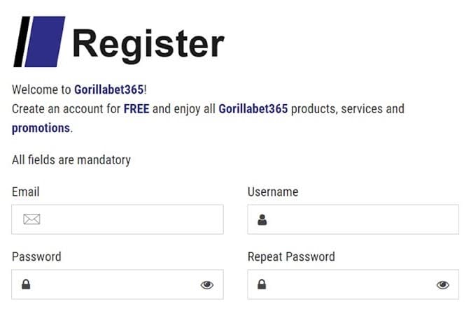  Gorillabet365 Sign Up