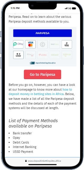 PariPesa Deposit